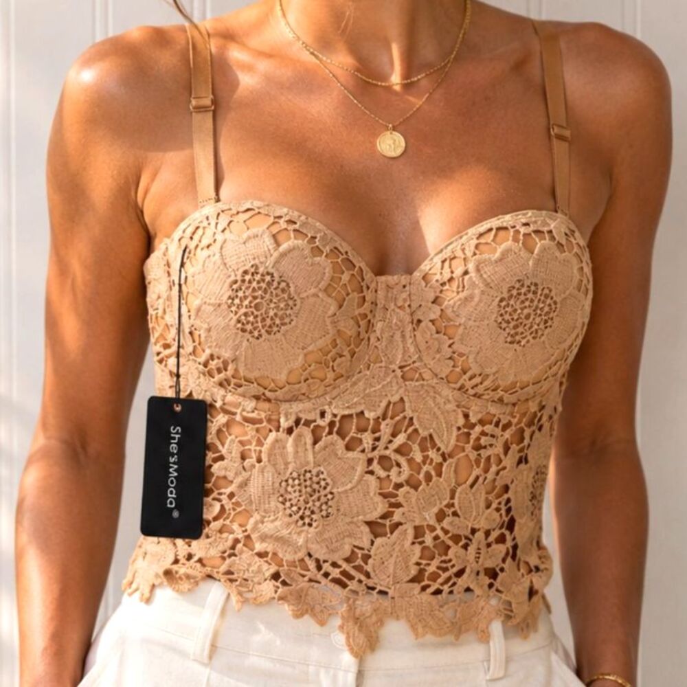 NWT Lace Bustier Corset Top Floral Bralette Festival Coquette Fairy 38